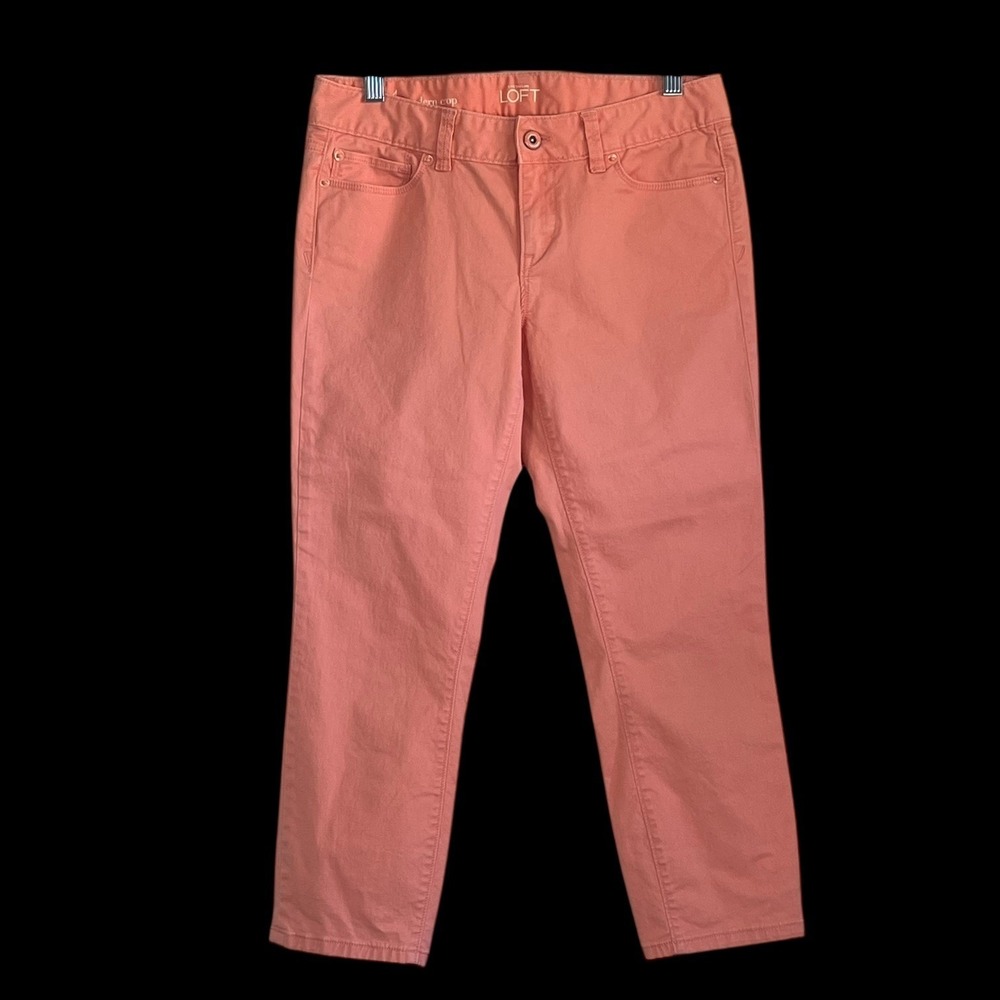 ANN TAYLOR LOFT Women's Modern Crop Pants Coral Size 4 Stretch 97%‎ Cotton